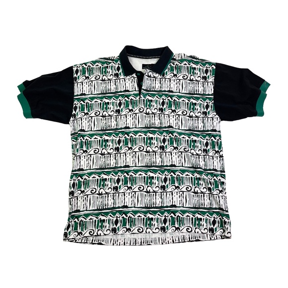 Vintage 90’s Greg Norman Abstract All Over Print Golf Polo Shirt - Picture 1 of 5